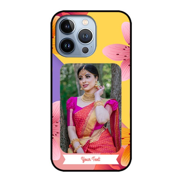 iPhone 13 Pro Custom Glass Mobile Case - 3 Image With Vintage Floral Design iPhone 13 Pro Custom Glass Mobile Case - 3 Image With Vintage Floral Design