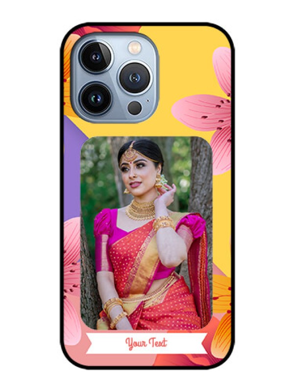 Custom iPhone 13 Pro Custom Glass Mobile Case - 3 Image With Vintage Floral Design