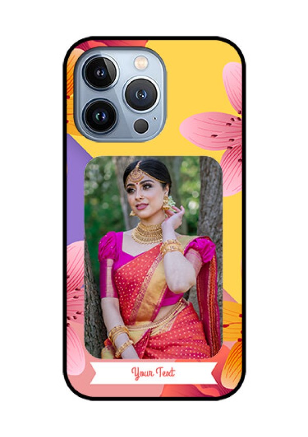 iPhone 13 Pro Custom Glass Mobile Case - 3 Image With Vintage Floral Design