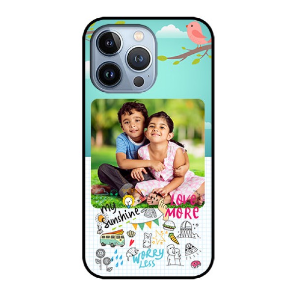 iPhone 13 Pro Photo Printing on Glass Case - Doodle love Design