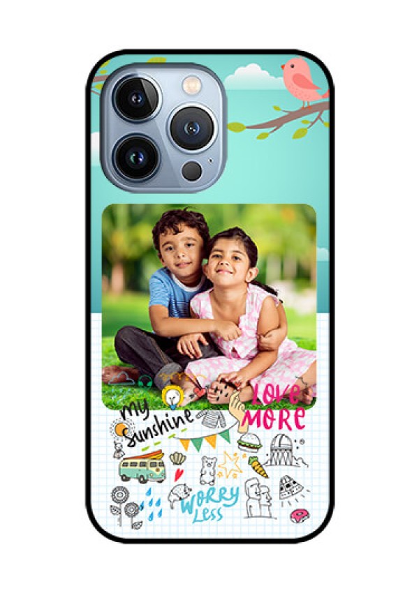 iPhone 13 Pro Photo Printing on Glass Case - Doodle love Design