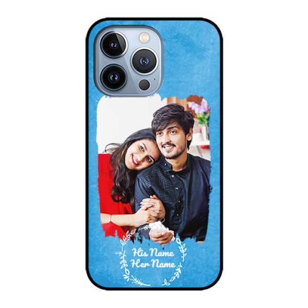 iPhone 13 Pro Custom Glass Phone Case - Blue Color Vintage Design iPhone 13 Pro Custom Glass Phone Case - Blue Color Vintage Design