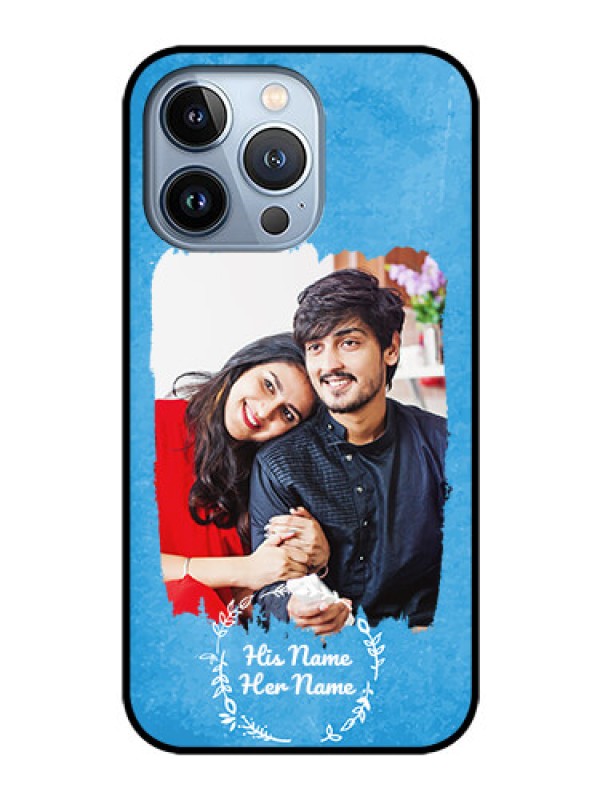 Custom iPhone 13 Pro Custom Glass Phone Case - Blue Color Vintage Design
