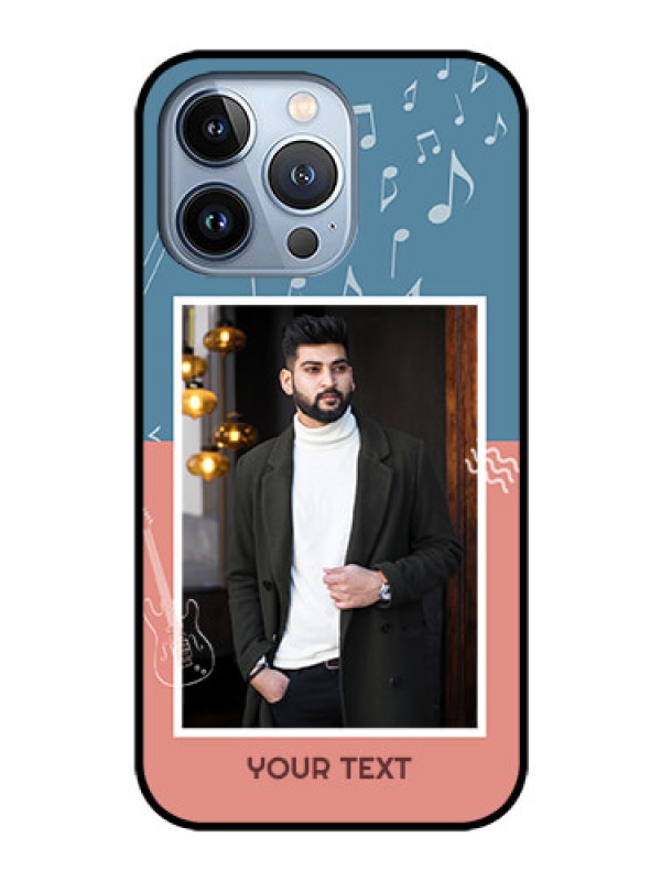 Custom iPhone 13 Pro Photo Printing on Glass Case - with Color Musical Note Design