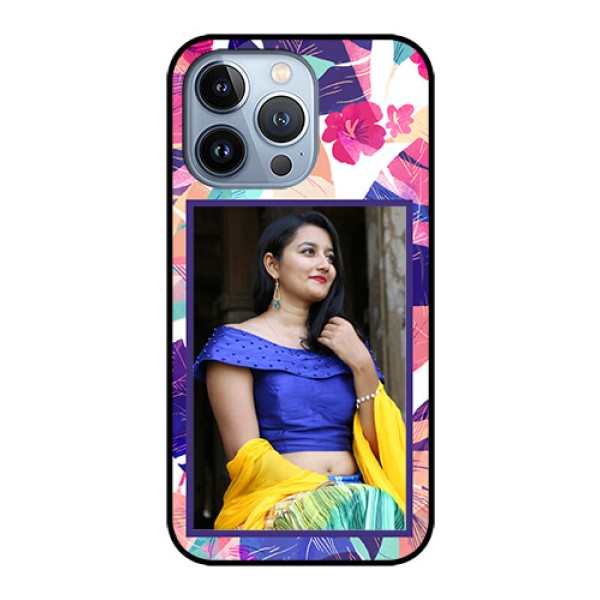 iPhone 13 Pro Custom Glass Mobile Case - Abstract Floral Design
