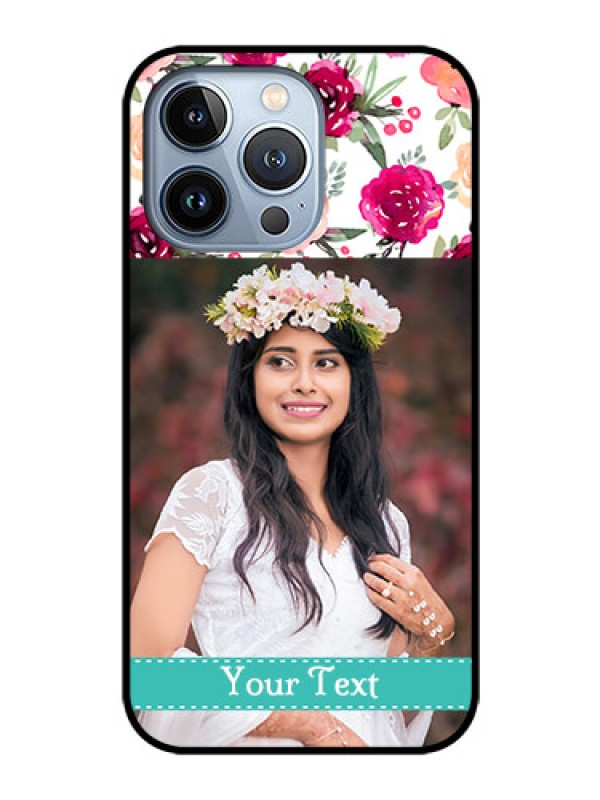 Custom iPhone 13 Pro Custom Glass Phone Case - Watercolor Floral Design