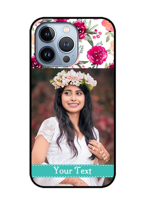 iPhone 13 Pro Custom Glass Phone Case - Watercolor Floral Design