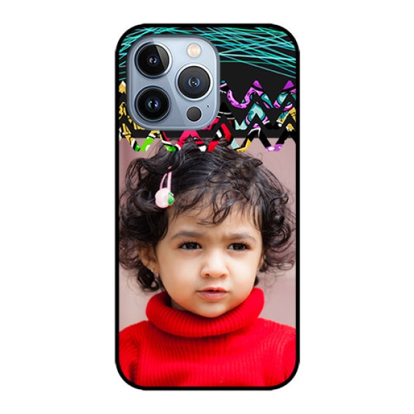 iPhone 13 Pro Personalized Glass Phone Case - Neon Abstract Design