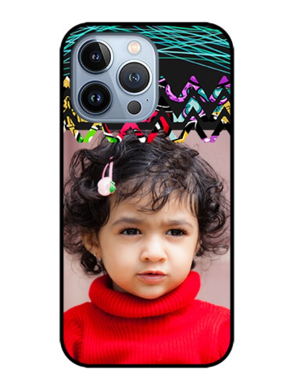 Custom iPhone 13 Pro Personalized Glass Phone Case - Neon Abstract Design