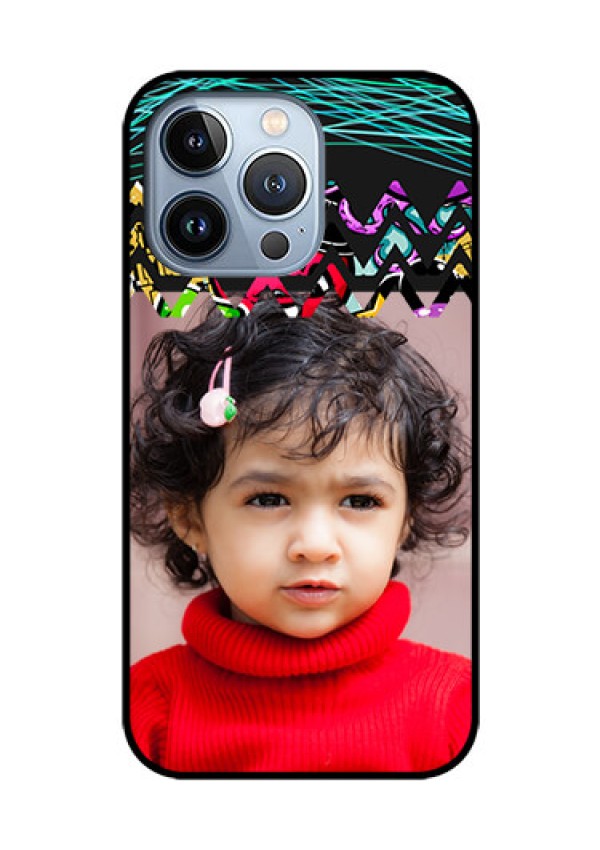 iPhone 13 Pro Personalized Glass Phone Case - Neon Abstract Design