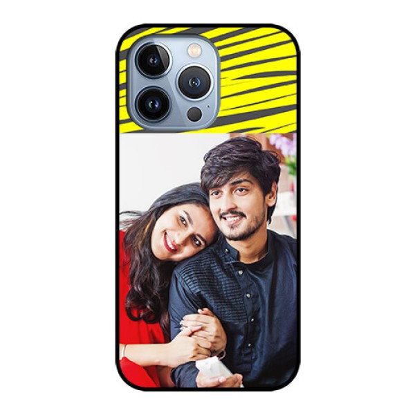 iPhone 13 Pro Photo Printing on Glass Case - Yellow Abstract Design