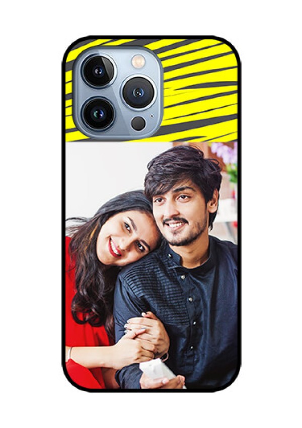 iPhone 13 Pro Photo Printing on Glass Case - Yellow Abstract Design