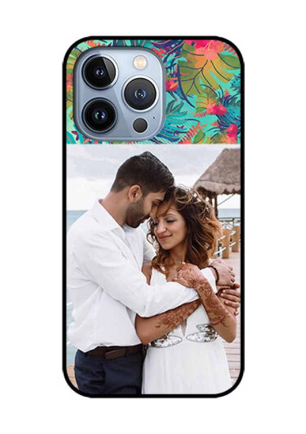 iPhone 13 Pro Photo Printing on Glass Case - Watercolor Floral Design