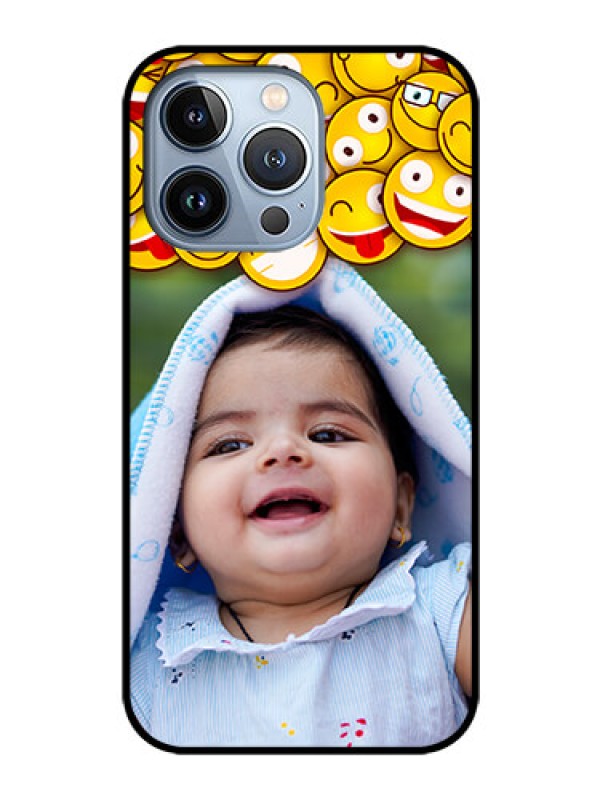 Custom iPhone 13 Pro Custom Glass Mobile Case - with Smiley Emoji Design