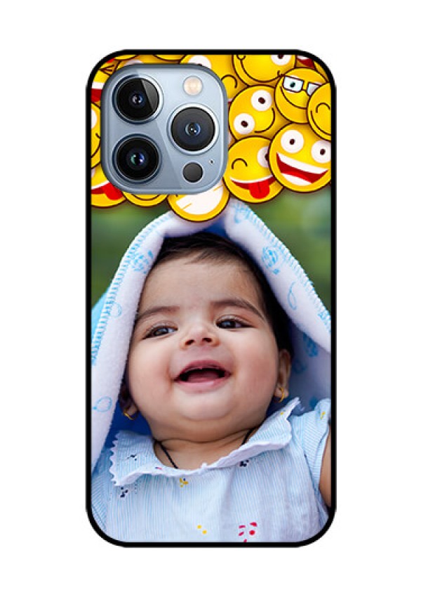 iPhone 13 Pro Custom Glass Mobile Case - with Smiley Emoji Design