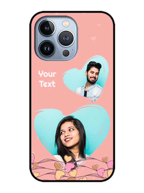 Custom iPhone 13 Pro Custom Glass Mobile Case - Love Doodle Design