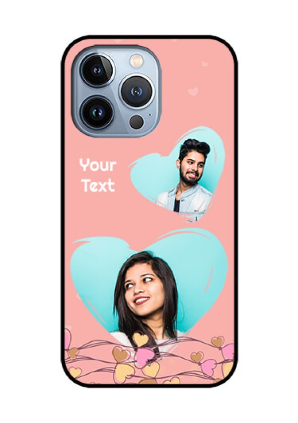 iPhone 13 Pro Custom Glass Mobile Case - Love Doodle Design