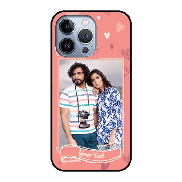 iPhone 13 Pro Custom Glass Phone Case - Love doodle art Design