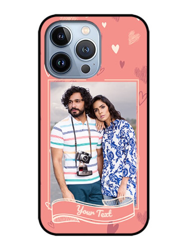 Custom iPhone 13 Pro Custom Glass Phone Case - Love doodle art Design