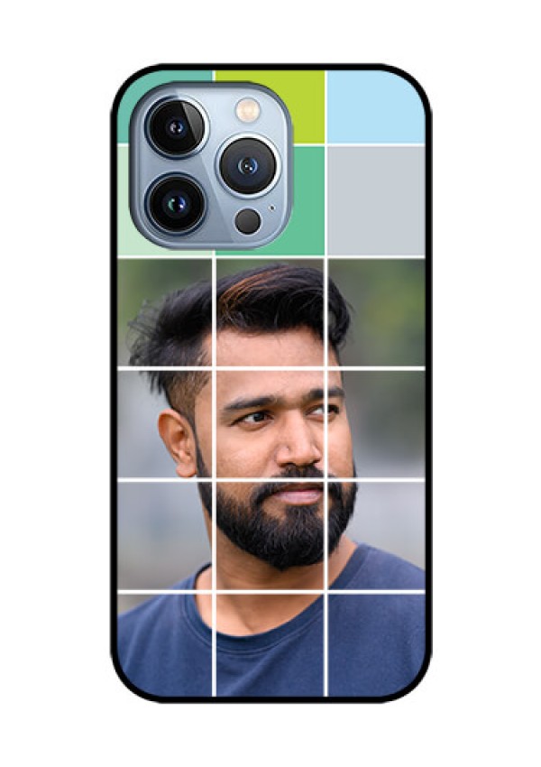iPhone 13 Pro Photo Printing on Glass Case - with white box pattern