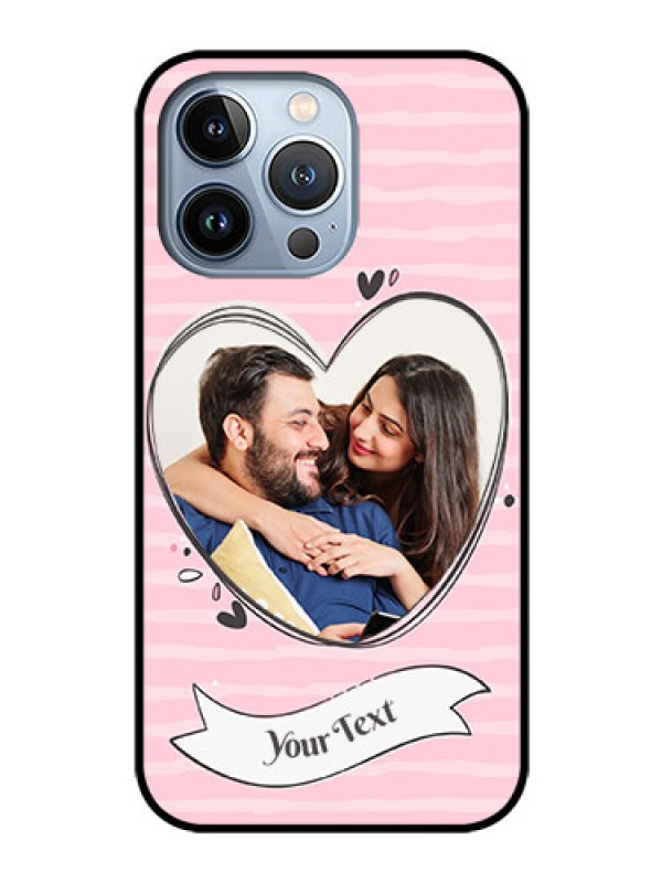 Custom iPhone 13 Pro Custom Glass Phone Case - Vintage Heart Design