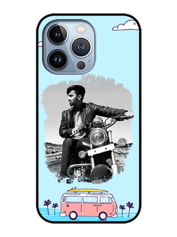 Custom iPhone 13 Pro Photo Printing on Glass Case - Travel & Adventure Design