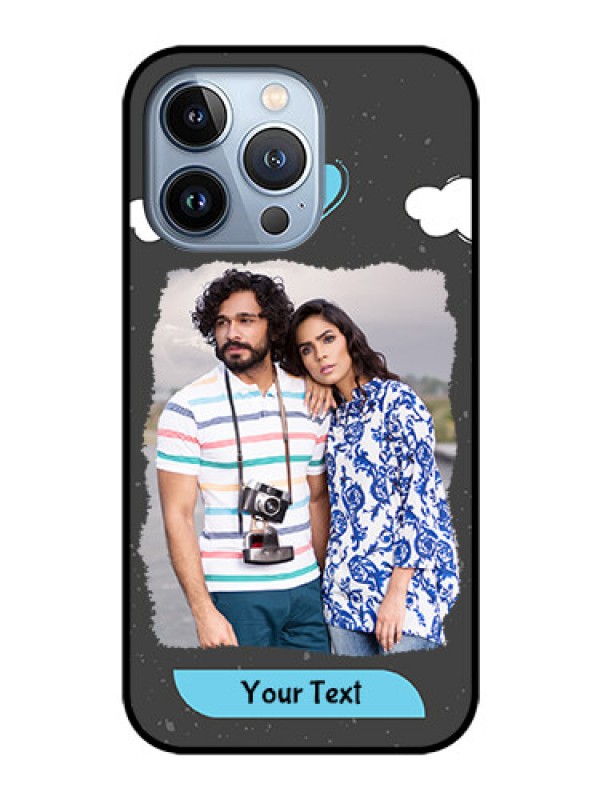 Custom iPhone 13 Pro Custom Glass Phone Case - Splashes with love doodles Design