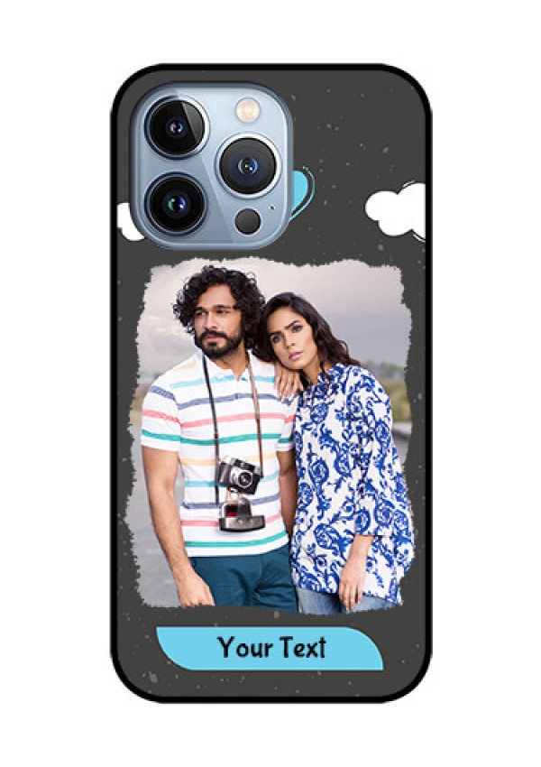 iPhone 13 Pro Custom Glass Phone Case - Splashes with love doodles Design