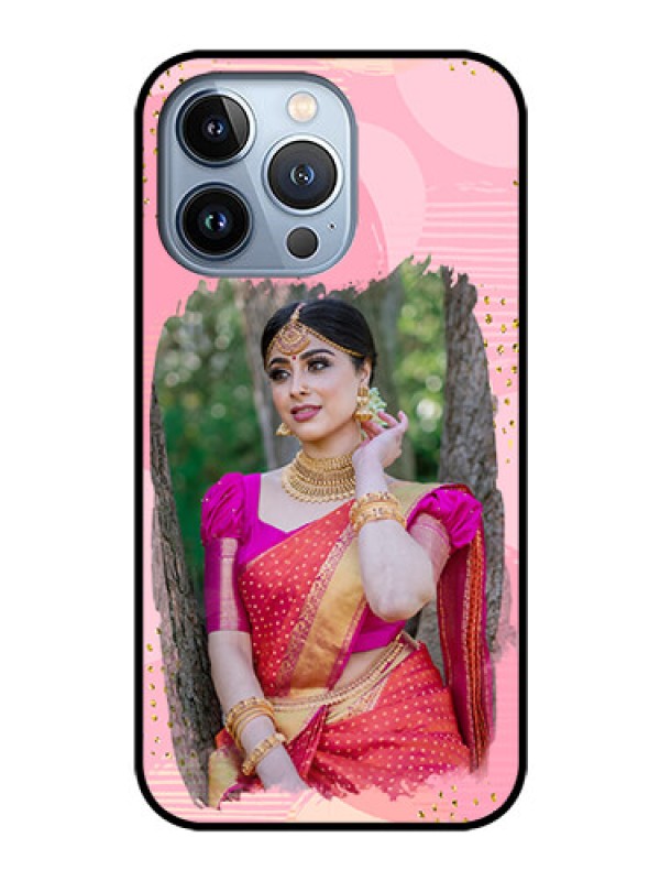 Custom iPhone 13 Pro Personalized Glass Phone Case - Gold Glitter Splash Design