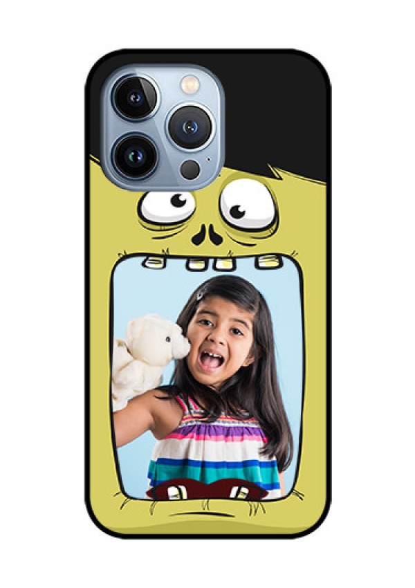 iPhone 13 Pro Personalized Glass Phone Case - Cartoon monster back case Design
