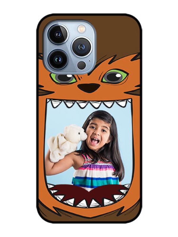 Custom iPhone 13 Pro Photo Printing on Glass Case - Owl Monster Back Case Design