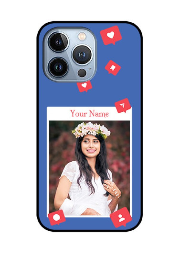 iPhone 13 Pro Custom Glass Phone Case - Like Share And Comment Design