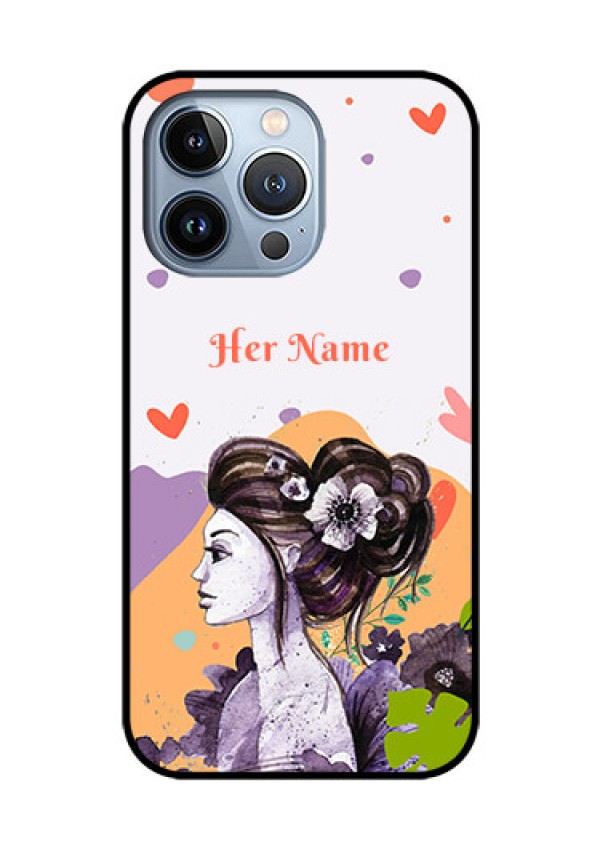 iPhone 13 Pro Personalized Glass Phone Case - Woman And Nature Design