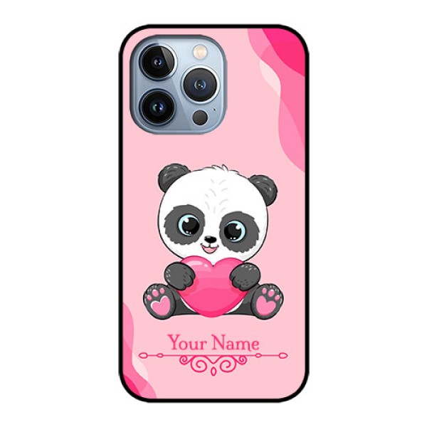 iPhone 13 Pro Custom Glass Mobile Case - Cute Panda Design