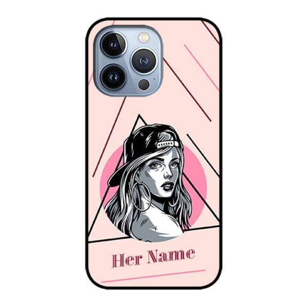 iPhone 13 Pro Personalized Glass Phone Case - Rockstar Girl Design