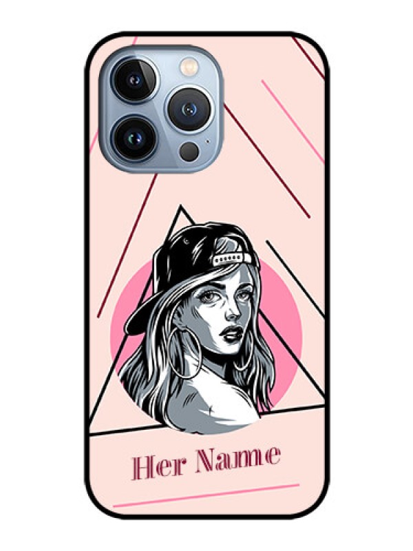 Custom iPhone 13 Pro Personalized Glass Phone Case - Rockstar Girl Design
