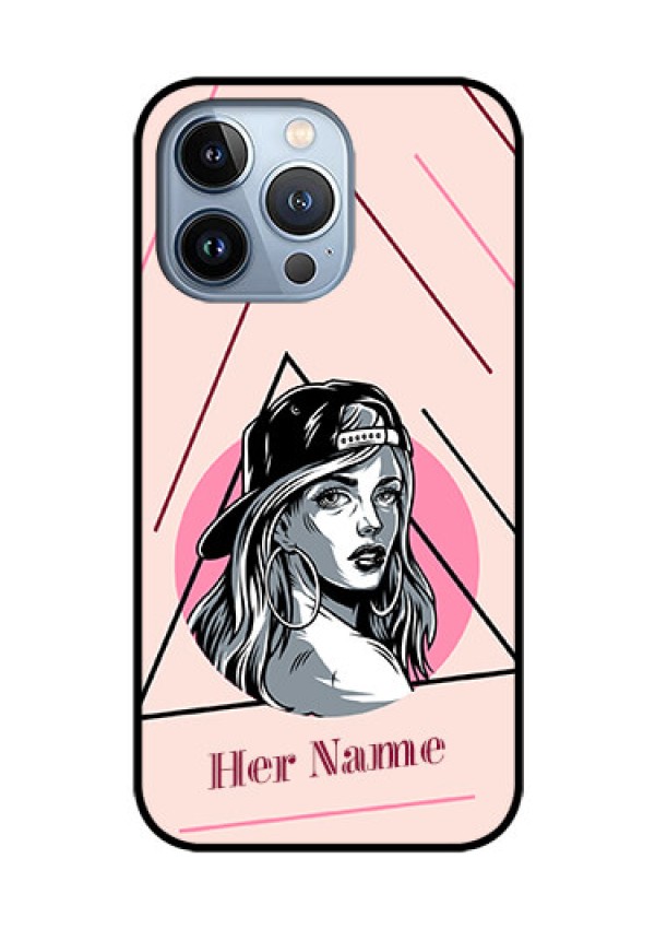 iPhone 13 Pro Personalized Glass Phone Case - Rockstar Girl Design