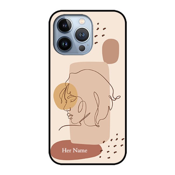 iPhone 13 Pro Photo Printing on Glass Case - Calm Woman line art Design iPhone 13 Pro Photo Printing on Glass Case - Calm Woman line art Design