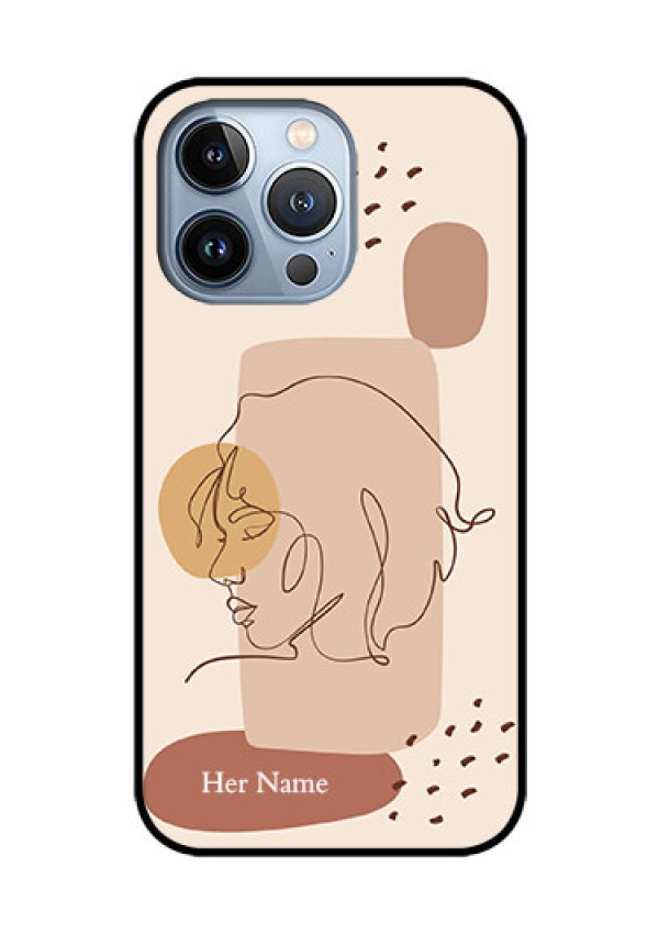 iPhone 13 Pro Photo Printing on Glass Case - Calm Woman line art Design