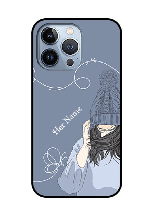 iPhone 13 Pro Custom Glass Mobile Case - Girl in winter outfit Design