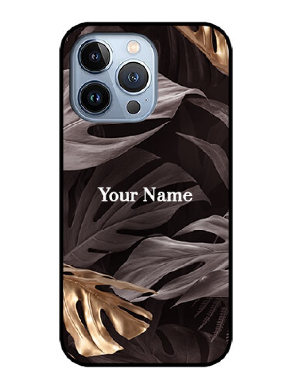 Custom iPhone 13 Pro Personalised Glass Phone Case - Wild Leaves digital paint Design