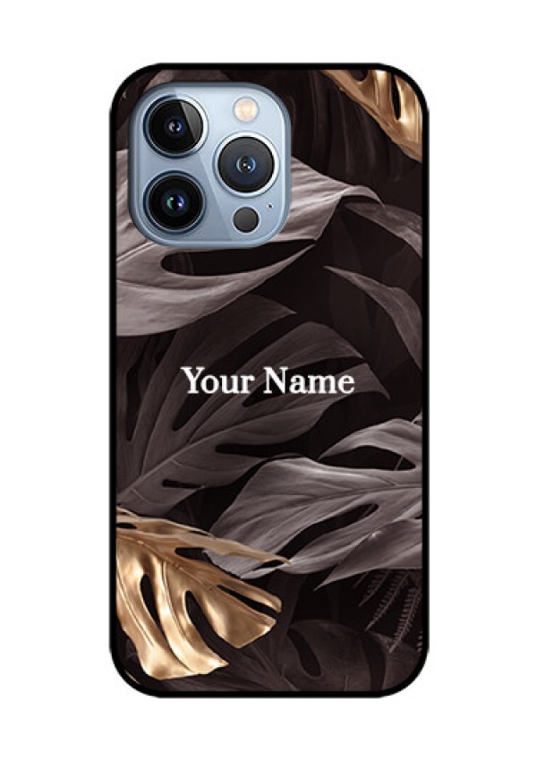 iPhone 13 Pro Personalised Glass Phone Case - Wild Leaves digital paint Design