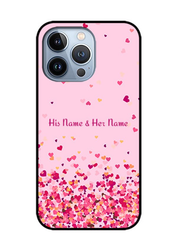 iPhone 13 Pro Photo Printing on Glass Case - Floating Hearts Design