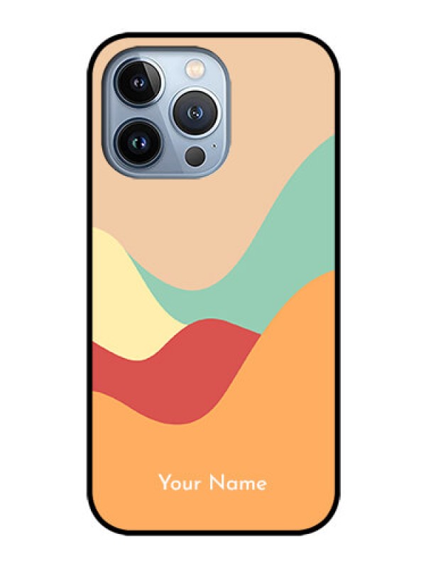 Custom iPhone 13 Pro Personalized Glass Phone Case - Ocean Waves Multi-colour Design