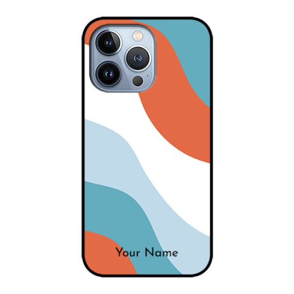 iPhone 13 Pro Custom Glass Mobile Case - coloured Waves Design