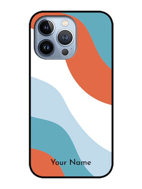 Custom iPhone 13 Pro Custom Glass Mobile Case - coloured Waves Design