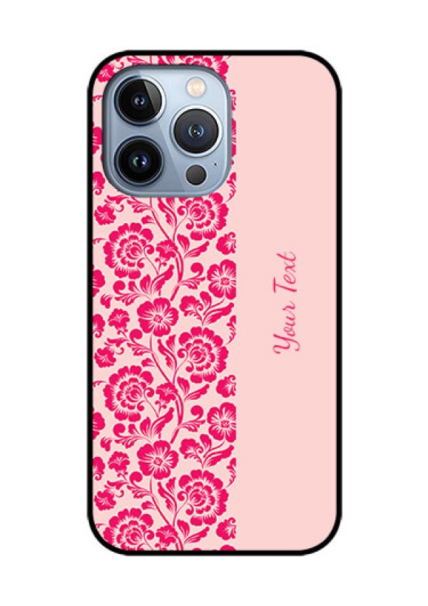 iPhone 13 Pro Custom Glass Phone Case - Attractive Floral Pattern Design