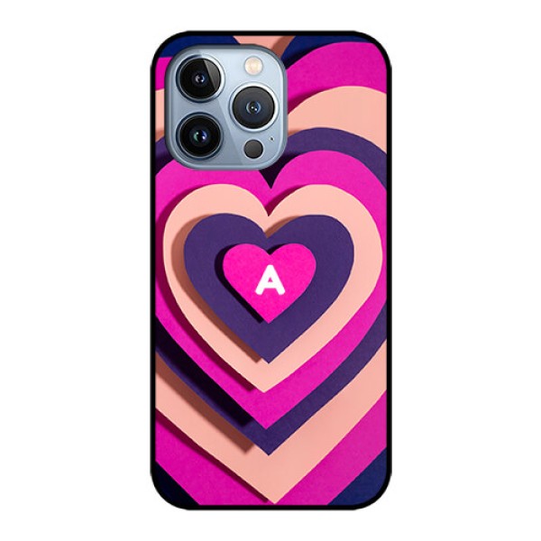 iPhone 13 Pro Custom Glass Mobile Case - Cute Heart Pattern Design
