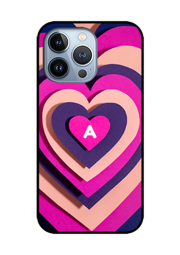iPhone 13 Pro Custom Glass Mobile Case - Cute Heart Pattern Design
