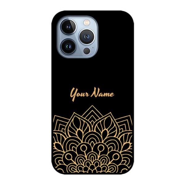 iPhone 13 Pro Custom Glass Phone Case - Golden mandala Design